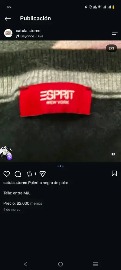 Polera negra de polar Esprit - miniatura 2