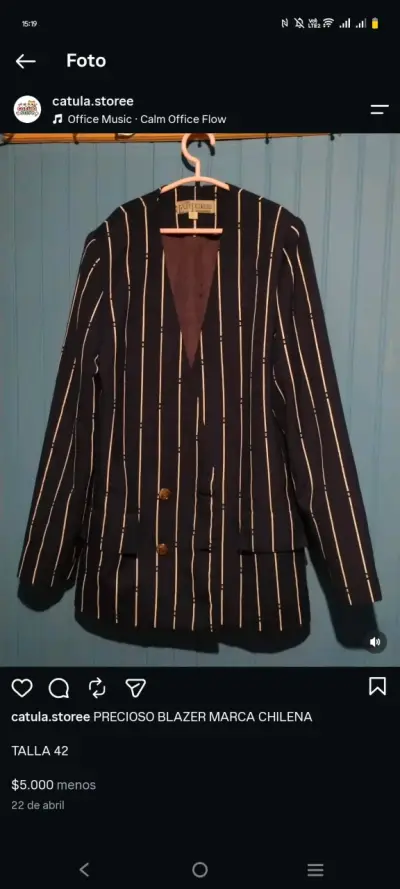 Blazer a rayas para mujer talla 42 - miniatura 2