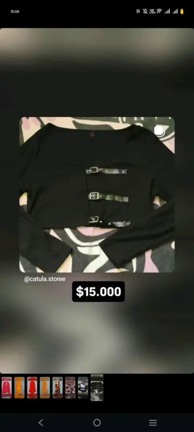 Polera Romwe Punk Negra con Correas - miniatura 1