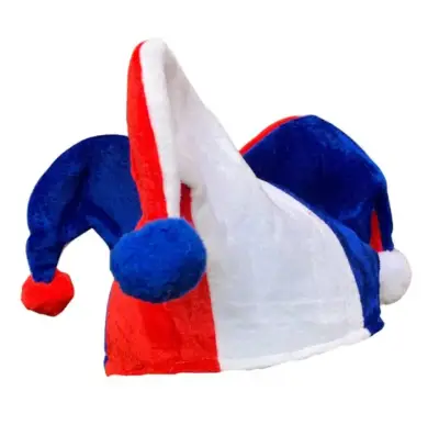 Gorro de bufón tricolor para fiestas - miniatura 1