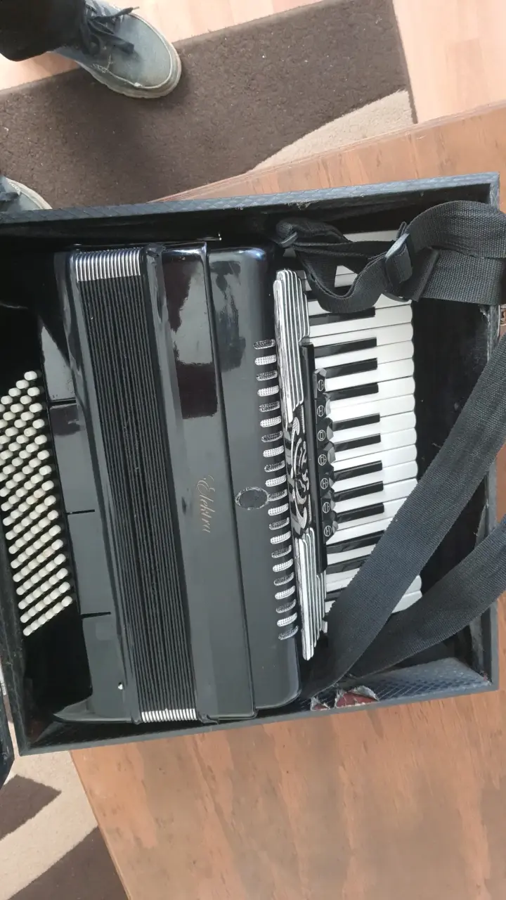 Acordeón de teclas negro con estuche - 2