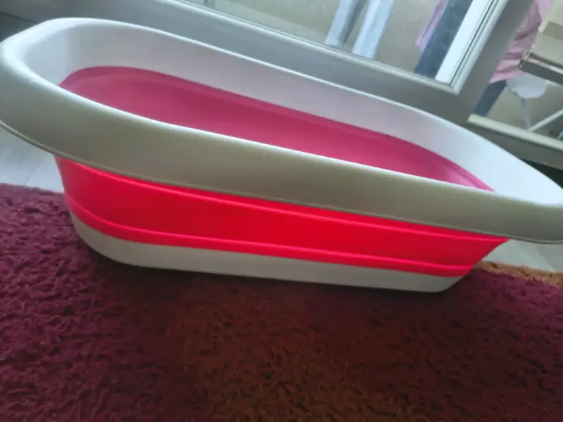 Tina de baño plegable para bebé color rosa - 3