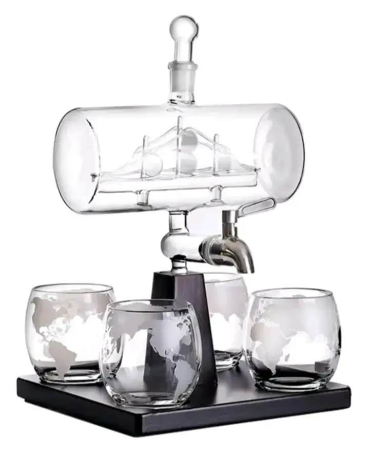 Decantador de Whisky con Vasos de Cristal - 2