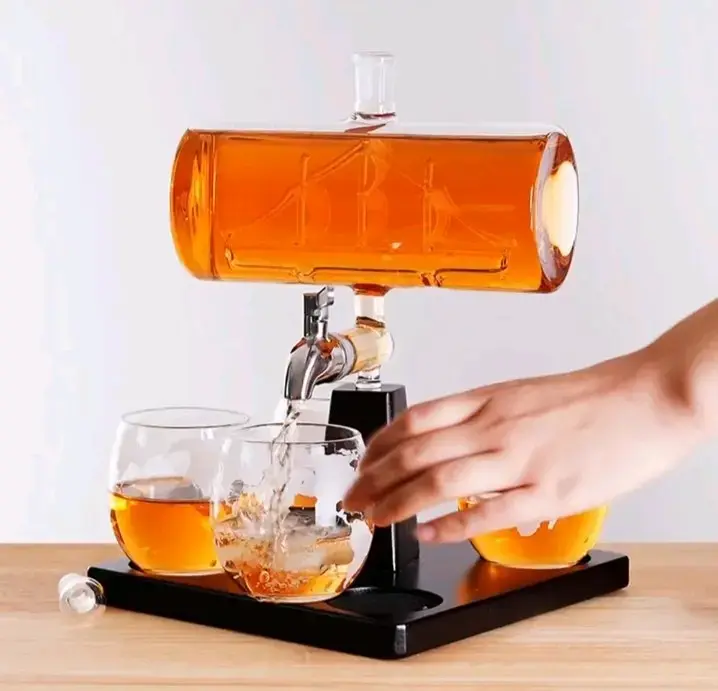 Decantador de Whisky con Vasos de Cristal - 3