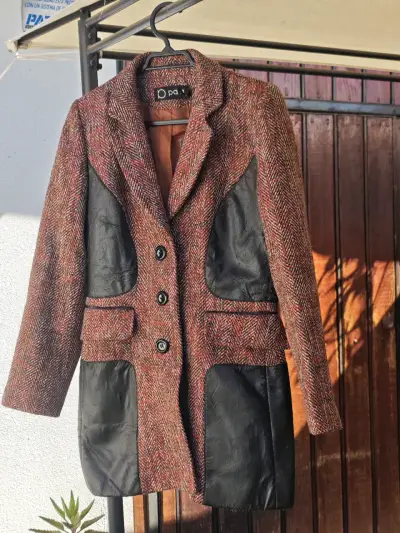 Abrigo de lana 40 con detalles de cuero - miniatura 1