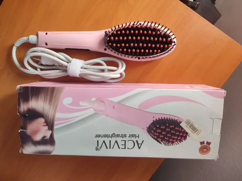 Cepillo alisador de cabello Acevivi rosa - 1