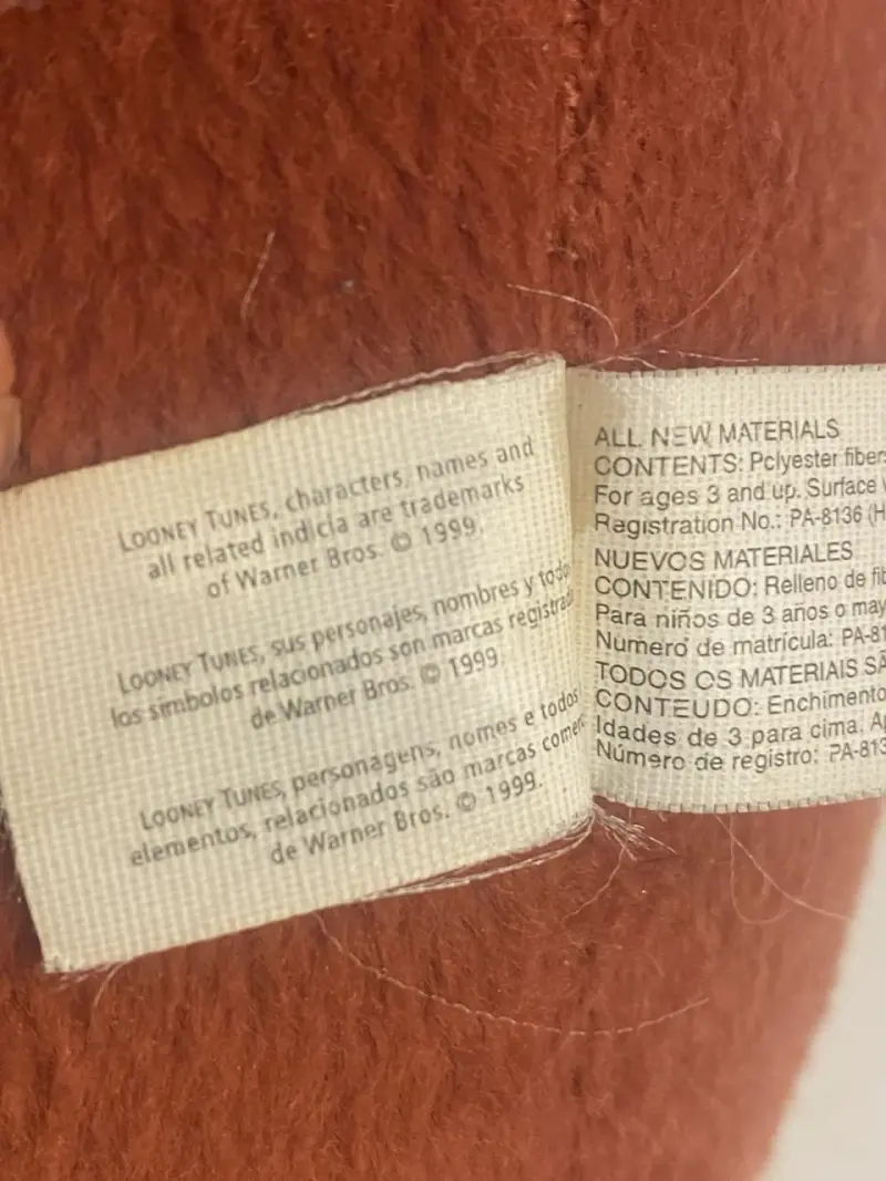 Peluche de 1999 Taz con sonido Looney Tunes - 6