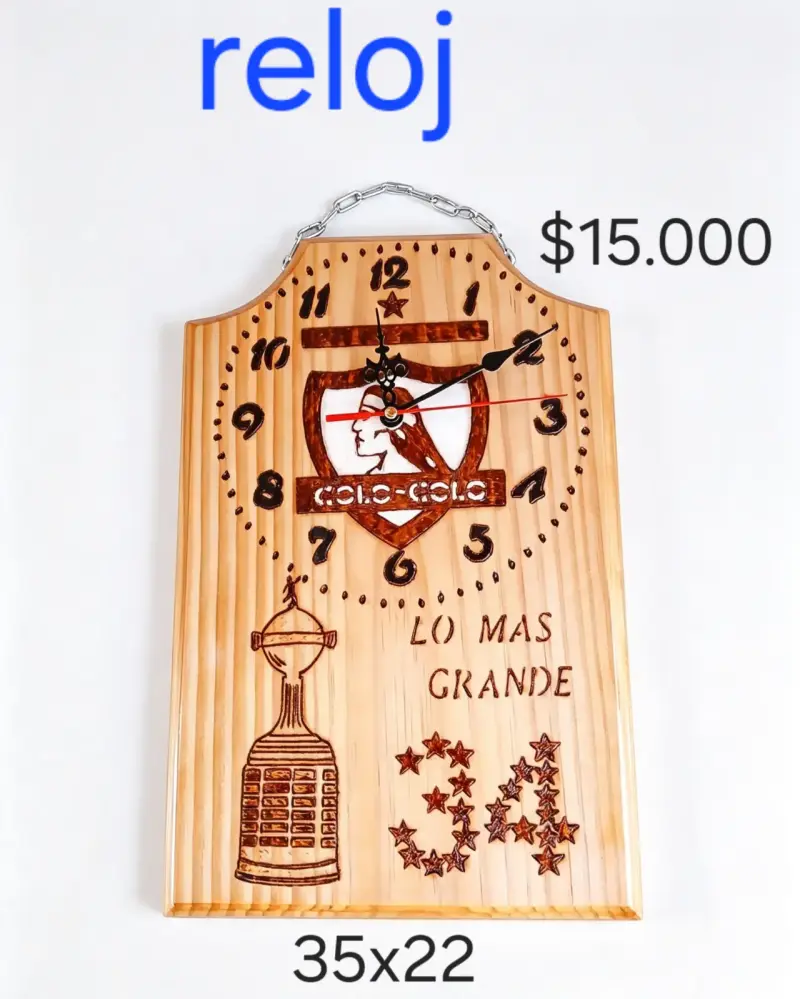 Reloj de Pared Decorativo de Madera con Diseño de Clubes - 2