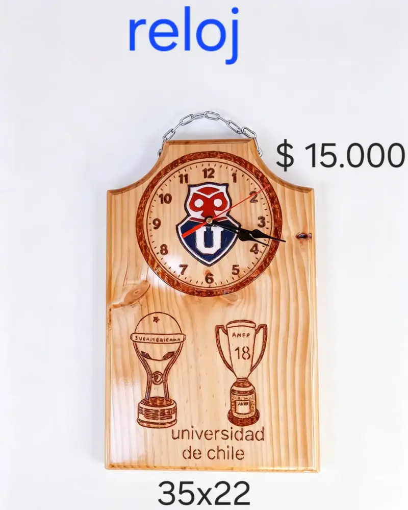 Reloj de Pared Decorativo de Madera con Diseño de Clubes - 3