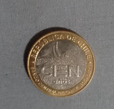 Moneda conmemorativa de 100 pesos Chile 1925-2025 - miniatura 1