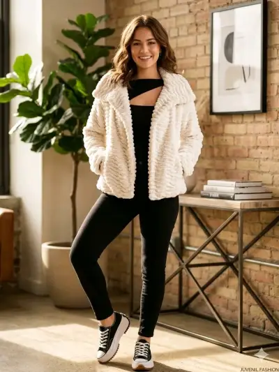 Chaqueta de Peluche Blanca para Mujer - miniatura 1