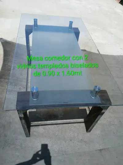 Mesa de comedor con vidrio templado biselado - miniatura 1