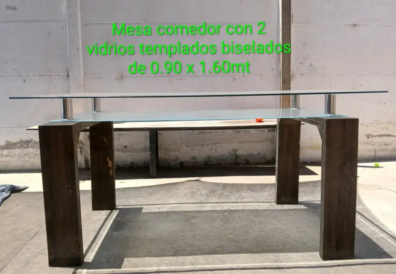 Mesa de comedor con vidrio templado biselado - 4