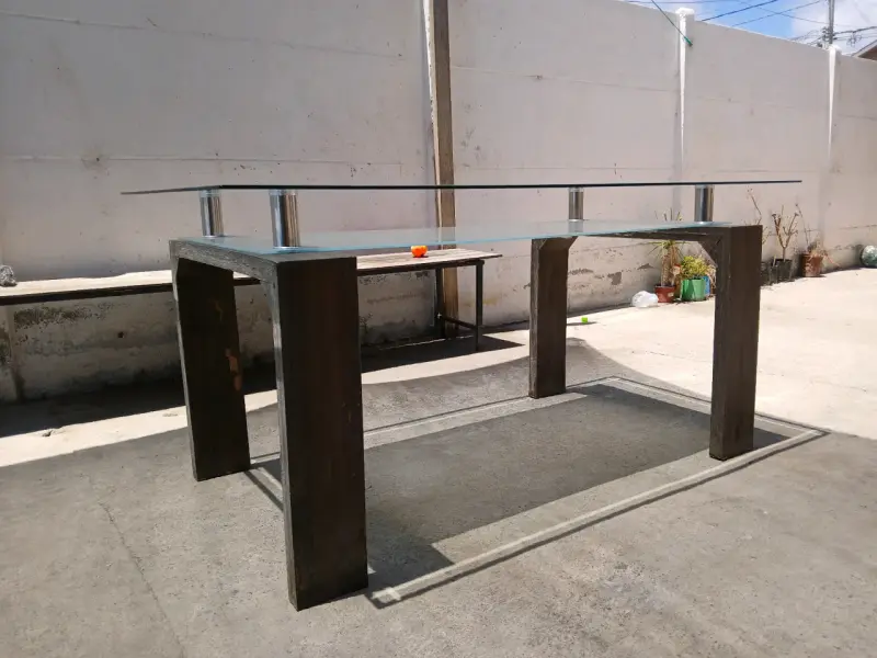 Mesa de comedor con vidrio templado biselado - 5