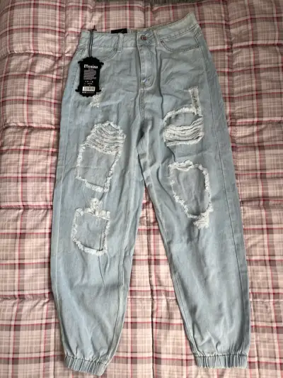 Jeans rasgados de mezclilla azul claro Menina - miniatura 1