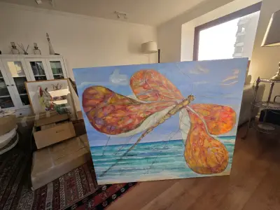 Cuadro Pintura Acrílica Insectos y Naturaleza - miniatura 1