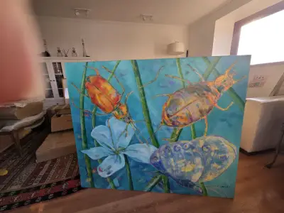 Cuadro Pintura Acrílica Insectos y Naturaleza - miniatura 2