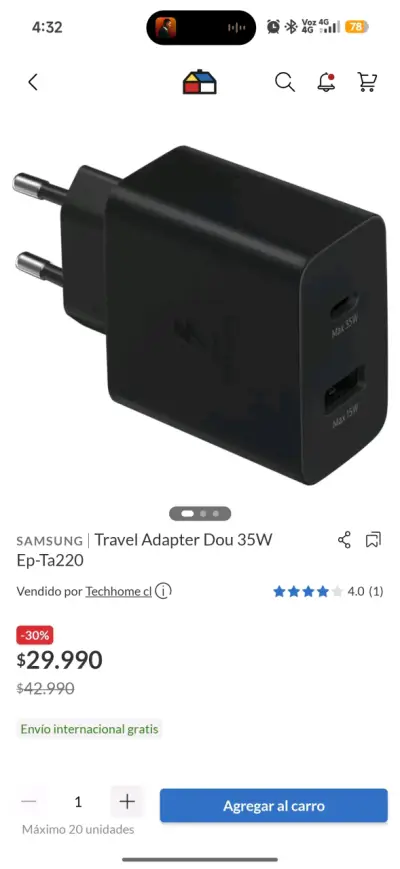 Cargador Samsung Super Fast Charging 35W - miniatura 5