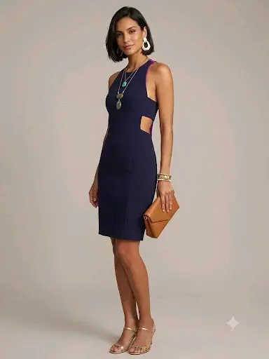 Vestido azul con cortes laterales - 1