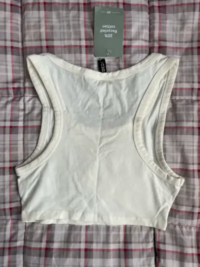 Top corto blanco con lentejuelas H&M - miniatura 2