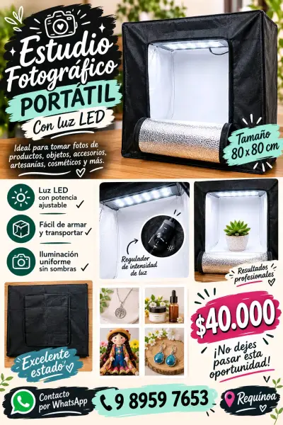 Estudio Fotográfico Portátil con Luz LED 80x80 cm - miniatura 3