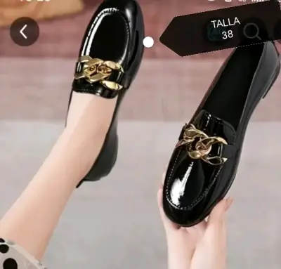 Zapatos planos negros con detalle dorado talla 38 - miniatura 1