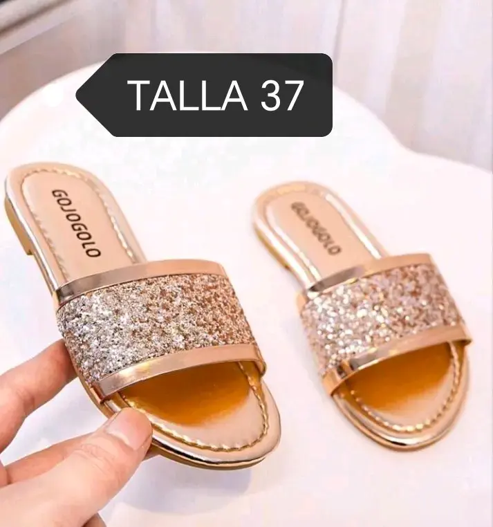 Zapatos planos negros con detalle dorado talla 38 - 3