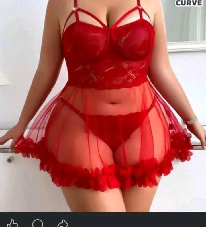 Babydoll de encaje rojo para mujer - 1