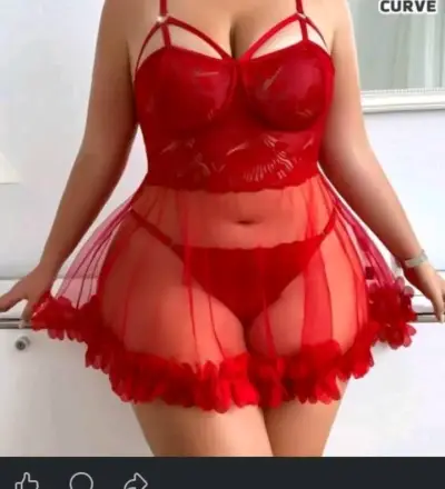 Babydoll de encaje rojo para mujer - miniatura 1