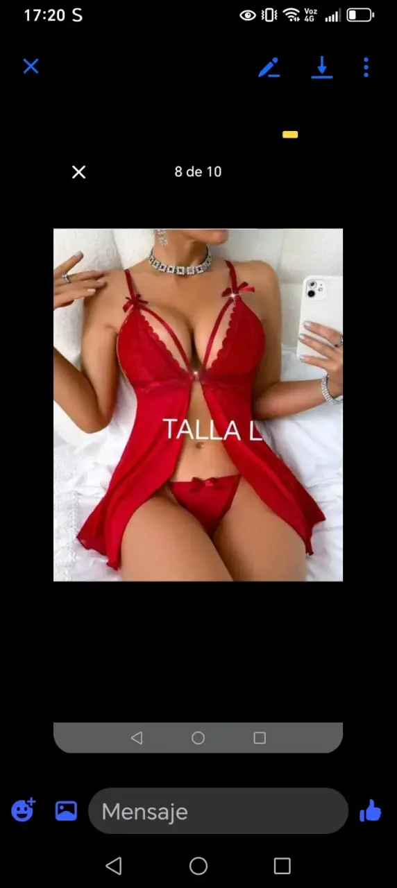 Babydoll de encaje rojo para mujer - 5