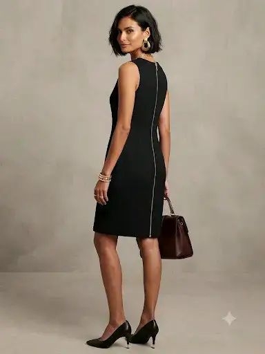 Vestido negro elegante con cierre dorado - miniatura 1