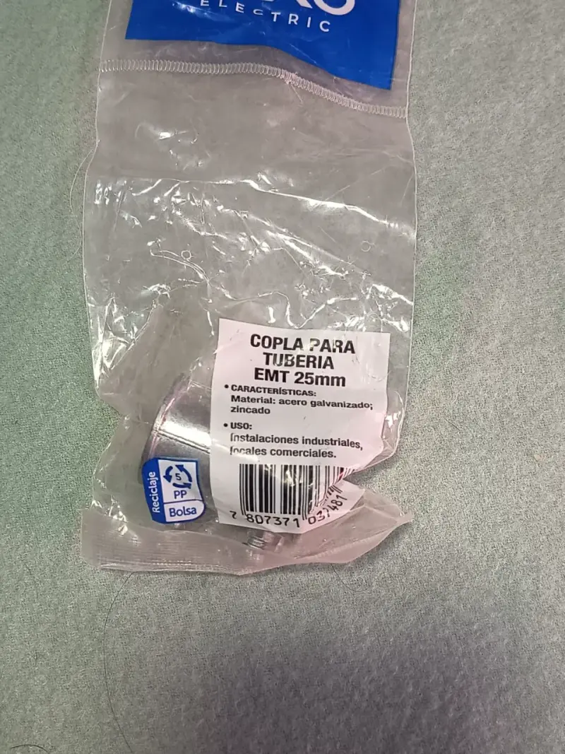 Lote de 5 coplas metálicas para tubería EMT de 25m - 1