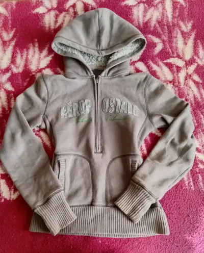 Polerón con capucha Aeropostale gris para mujer - miniatura 1