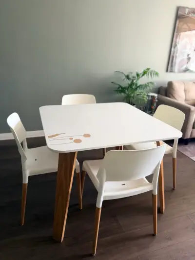 Juego de Comedor Moderno Blanco con Sillas - miniatura 2