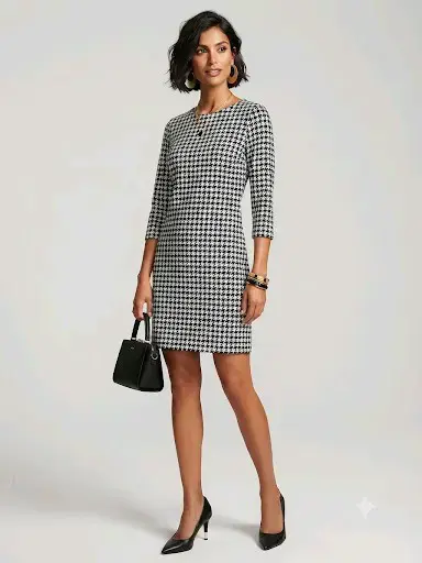 Vestido de mujer estampado pata de gallo