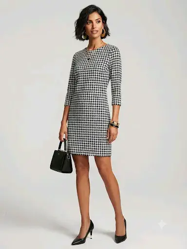 Vestido de mujer estampado pata de gallo - miniatura 1