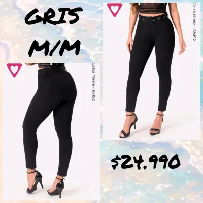 Pantalones negros con cinturón talla M - miniatura 1