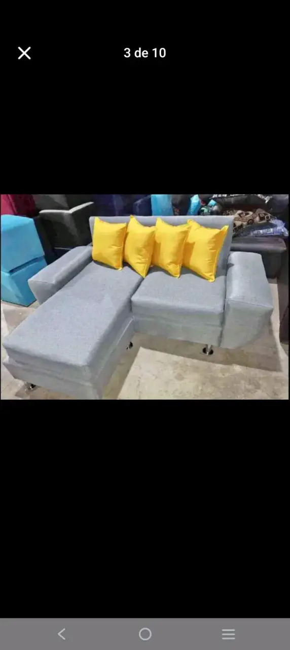 Living 3 cuerpo tipo L con puff de regalo - 2