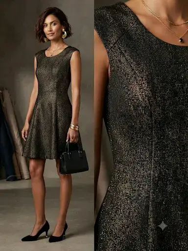 Vestido de fiesta negro con brillo elegante - miniatura 1