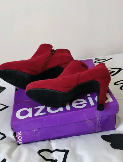 Botines de tacón alto rojos Azaleia - miniatura 2