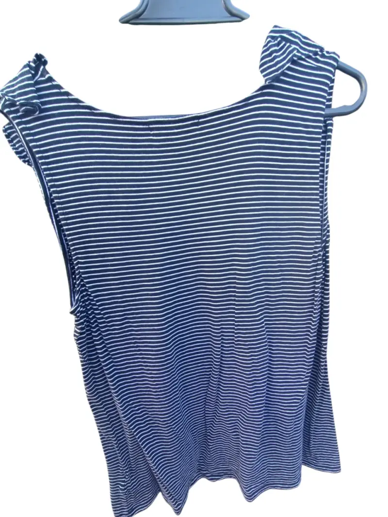 Polera Ralph Lauren sin mangas a rayas azul y blan - 1