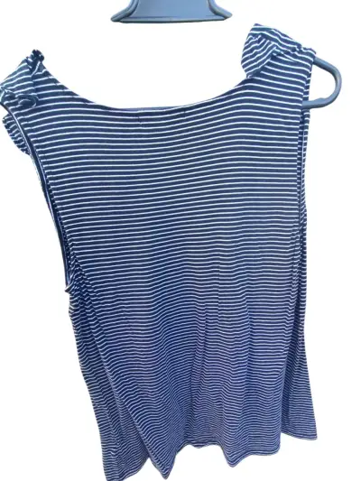 Polera Ralph Lauren sin mangas a rayas azul y blan - miniatura 1