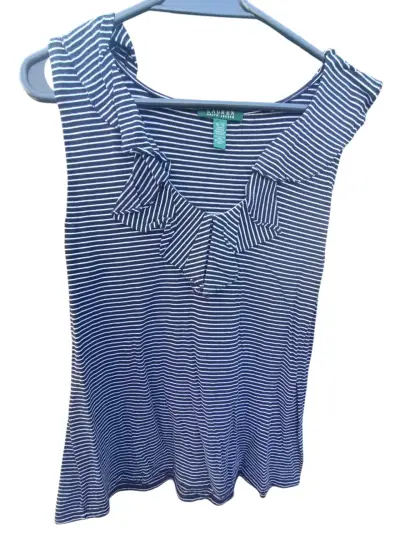 Polera Ralph Lauren sin mangas a rayas azul y blan - miniatura 2