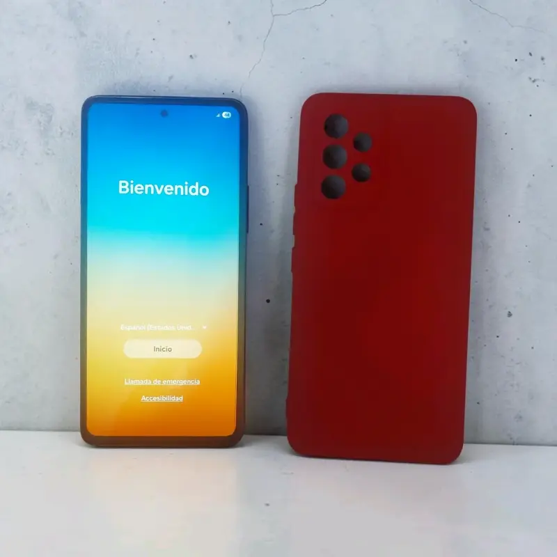 Samsung A53 5g funda roja y pantalla de inicio
