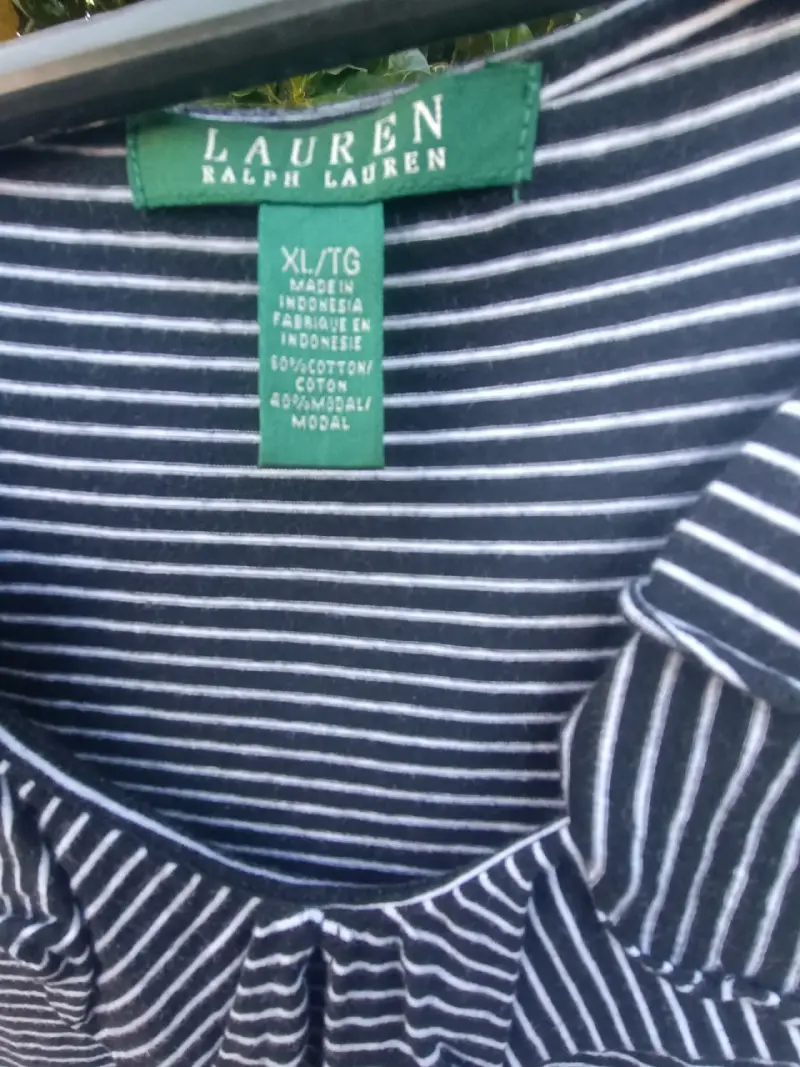 Polera Ralph Lauren sin mangas a rayas azul y blan - 3