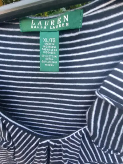 Polera Ralph Lauren sin mangas a rayas azul y blan - miniatura 3