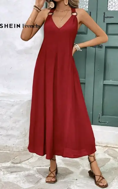 Vestido largo rojo Shein Frenchy para mujer - miniatura 1