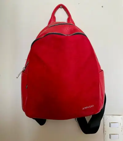 Abrigo de piel sintética rojo para mujer - miniatura 4
