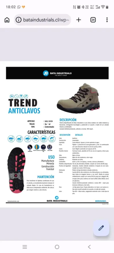 Botas de seguridad Bata Industrials Trend Anticlavo - miniatura 2