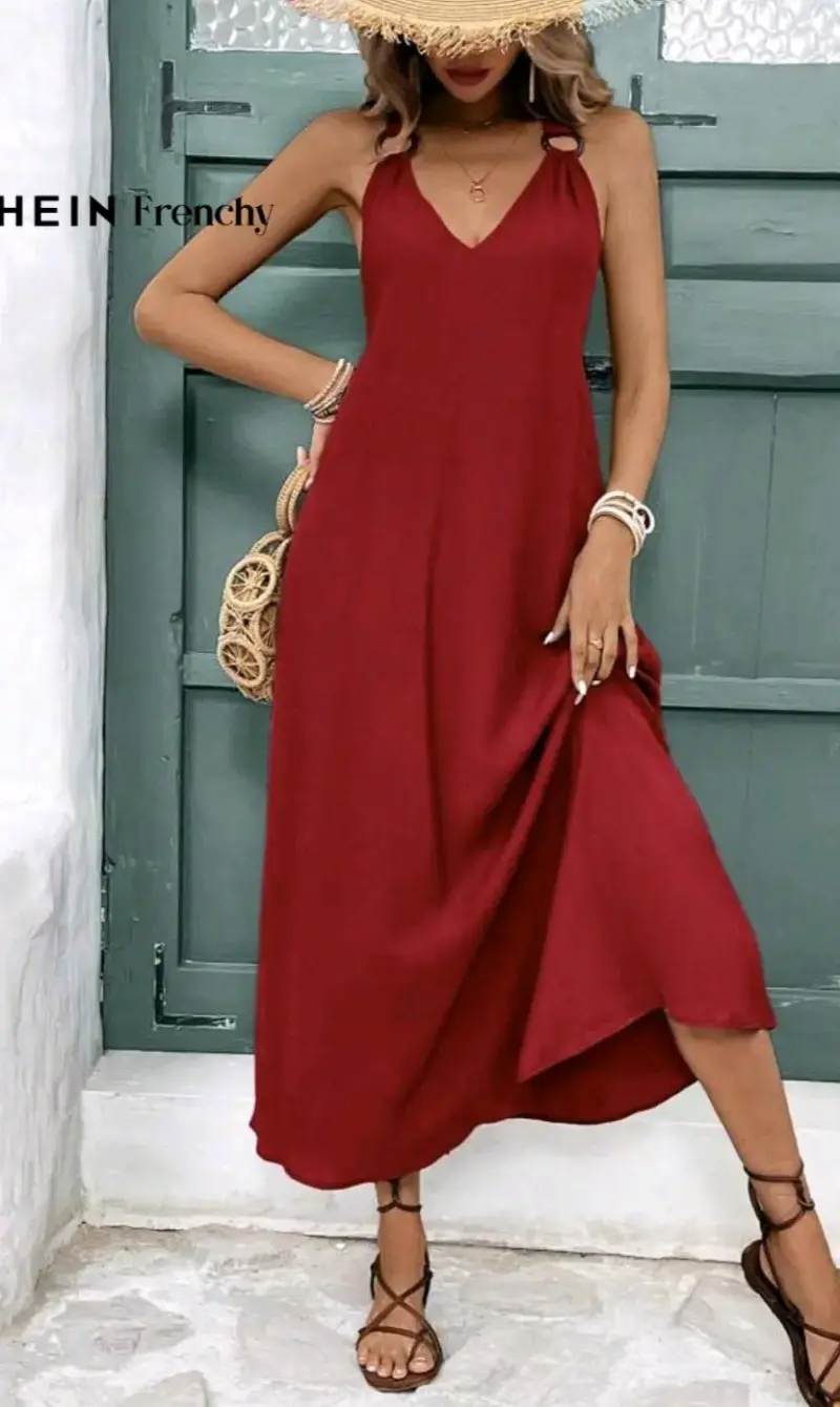 Vestido largo rojo Shein Frenchy para mujer - 3